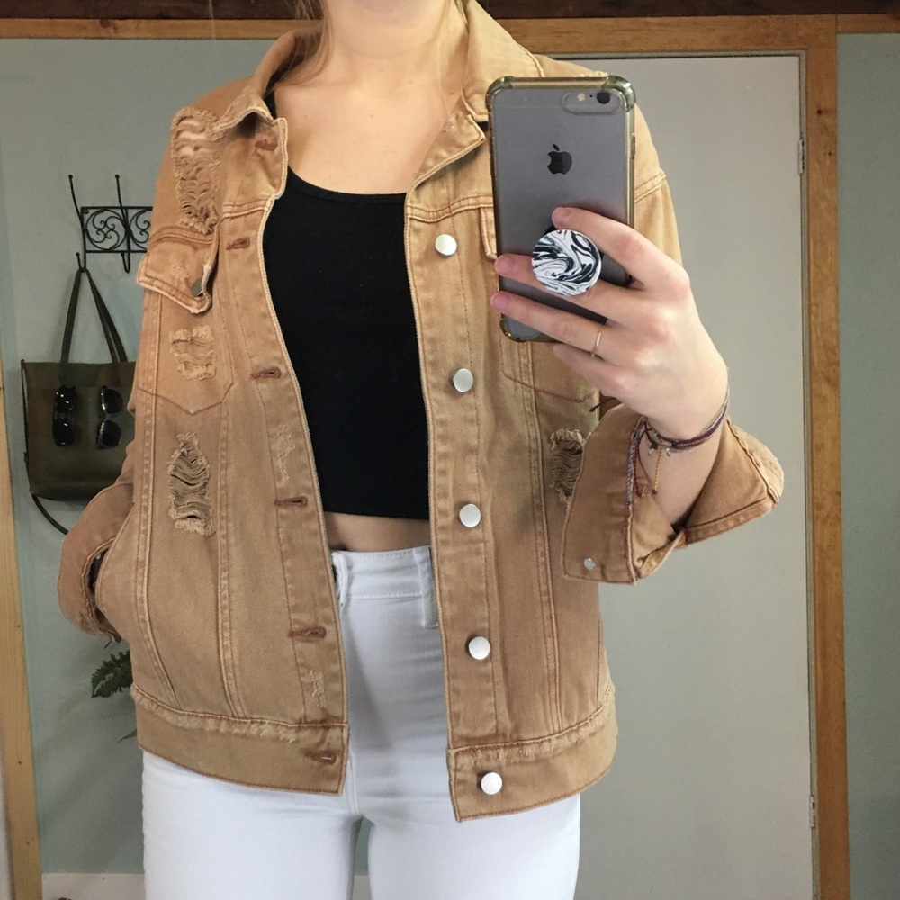 Oversized Distressed Jean Jacket